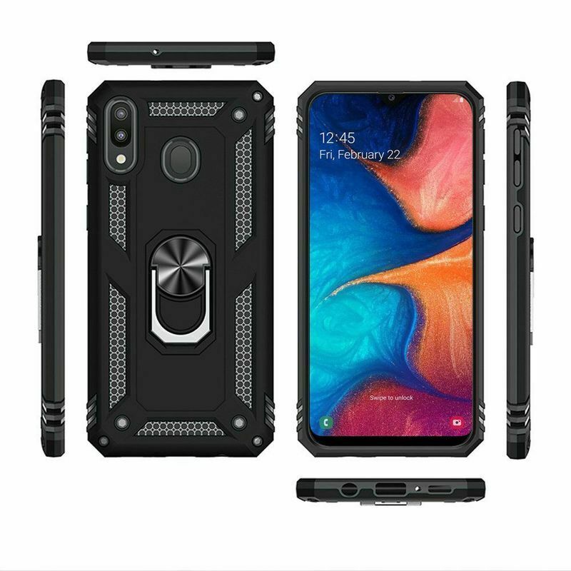 GSA Slim Shockproof Case w/Magnetic Ring for Samsung Galaxy A20/A50 Black