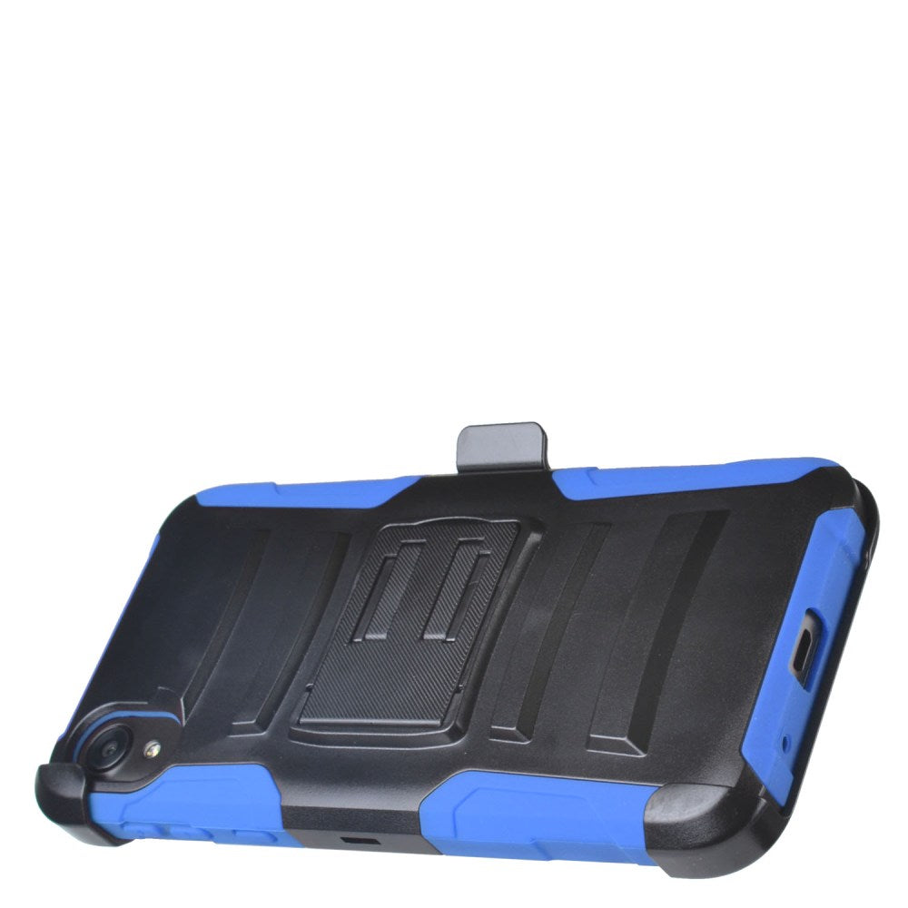 GSA Hybrid Holster Case w/Kickstand for Moto E6 - Black Blue