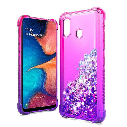 GSA Liquid Glitter Two-Tone Case for Samsung Galaxy A20/A50 - Hot Pink/Purple