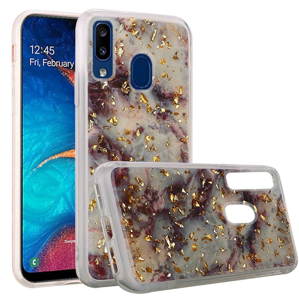 GSA Gold Flake Marble Candy Case for Samsung Galaxy A20/A50 - Purple