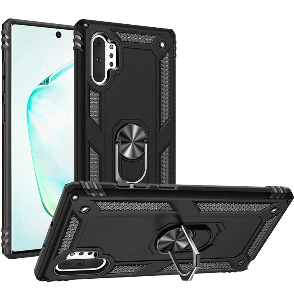 GSA Slim Shockproof Case w/Ring Stand for Samsung Note 10 Plus - Black