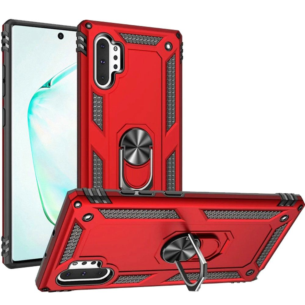 GSA Slim Shockproof Case w/Ring Stand for Samsung Galaxy Note 10 Plus - Red