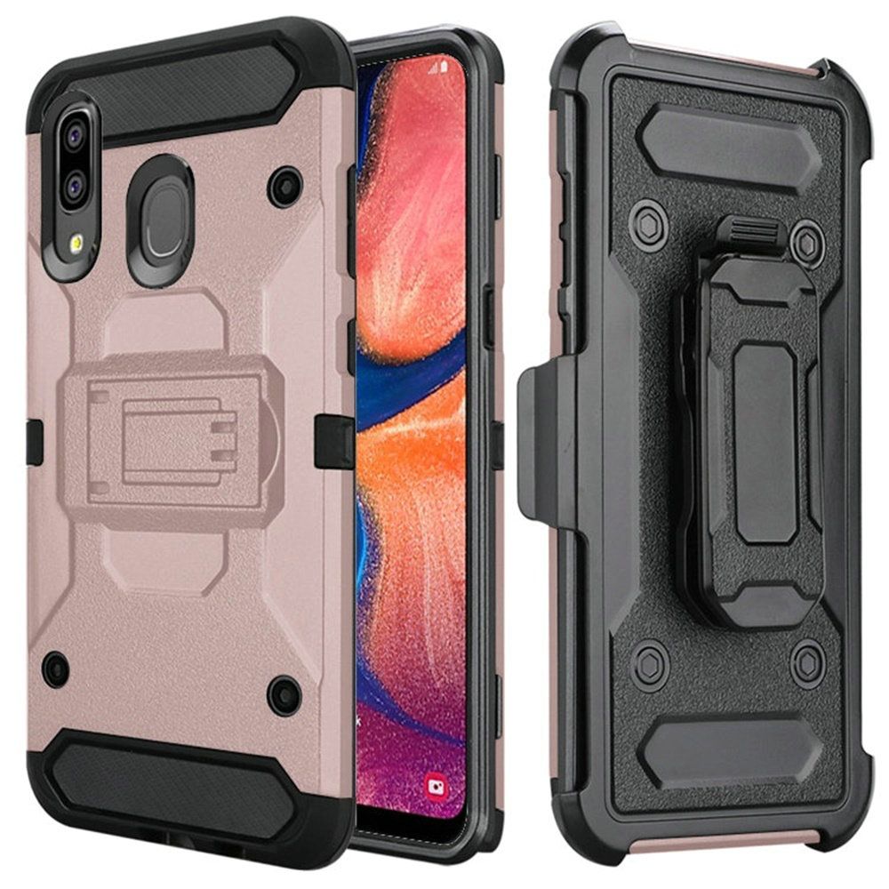 GSA Tec Holster Case Kickstand for Samsung Galaxy A20/A50, Rose Gold