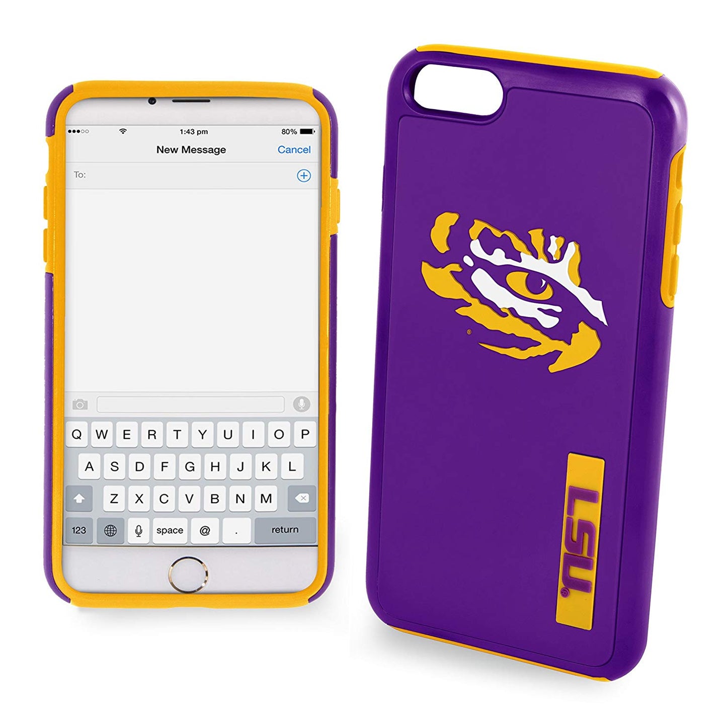 FOCO NCAA LSU Tigers Hybrid Case for iPhone SE (2022), (20), 8, 7, 6, 6S (4.7")