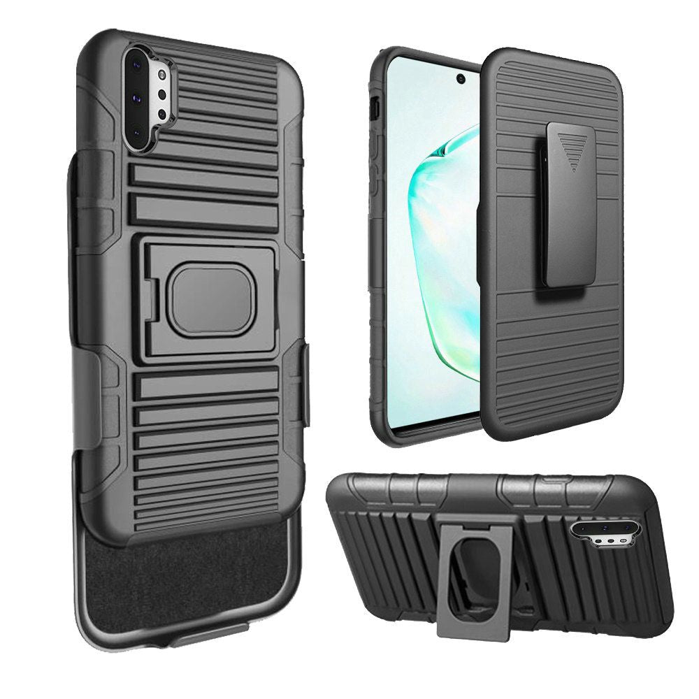 GSA Magnetic Ring Stand Holster Case for Samsung Galaxy Note 10 Plus - Black