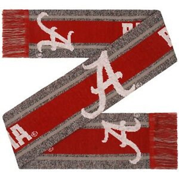 FOCO NCAA Alabama Crimson Tide Gray Big Logo Scarf appr. 66" Long