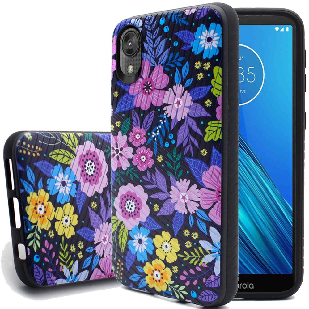 GSA Textured Embossed Case for Motorola Moto E6 - Elegant Flower