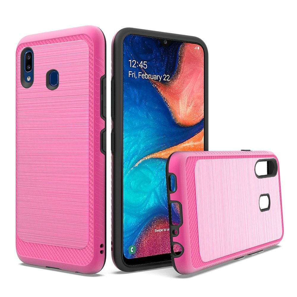 GSA Brushed Hybrid Case w/Edge Design for Samsung Galaxy A20/A50 - Hot Pink