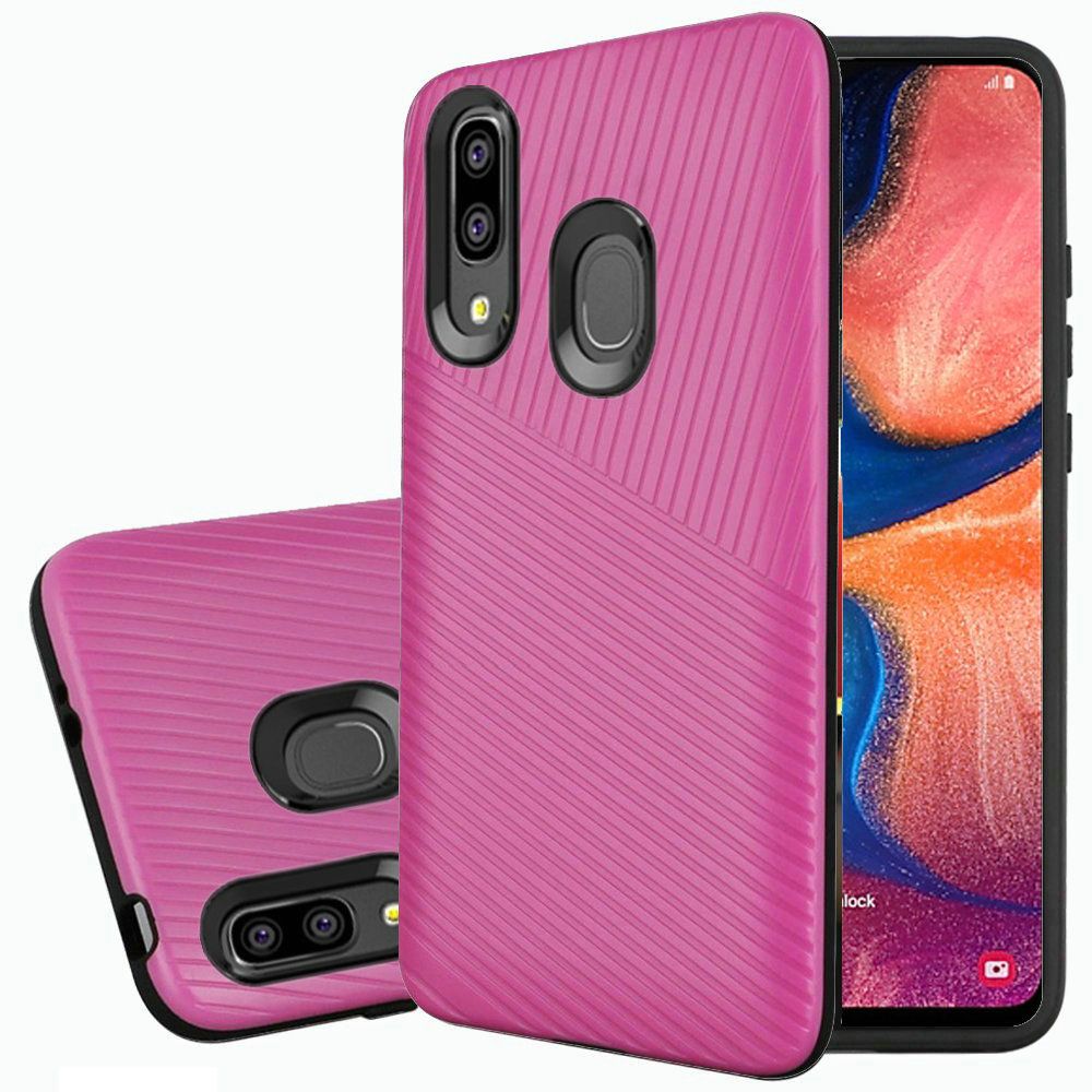 GSA Textured Embossed Lines Case for Samsung Galaxy A20/A50 - Hot Pink