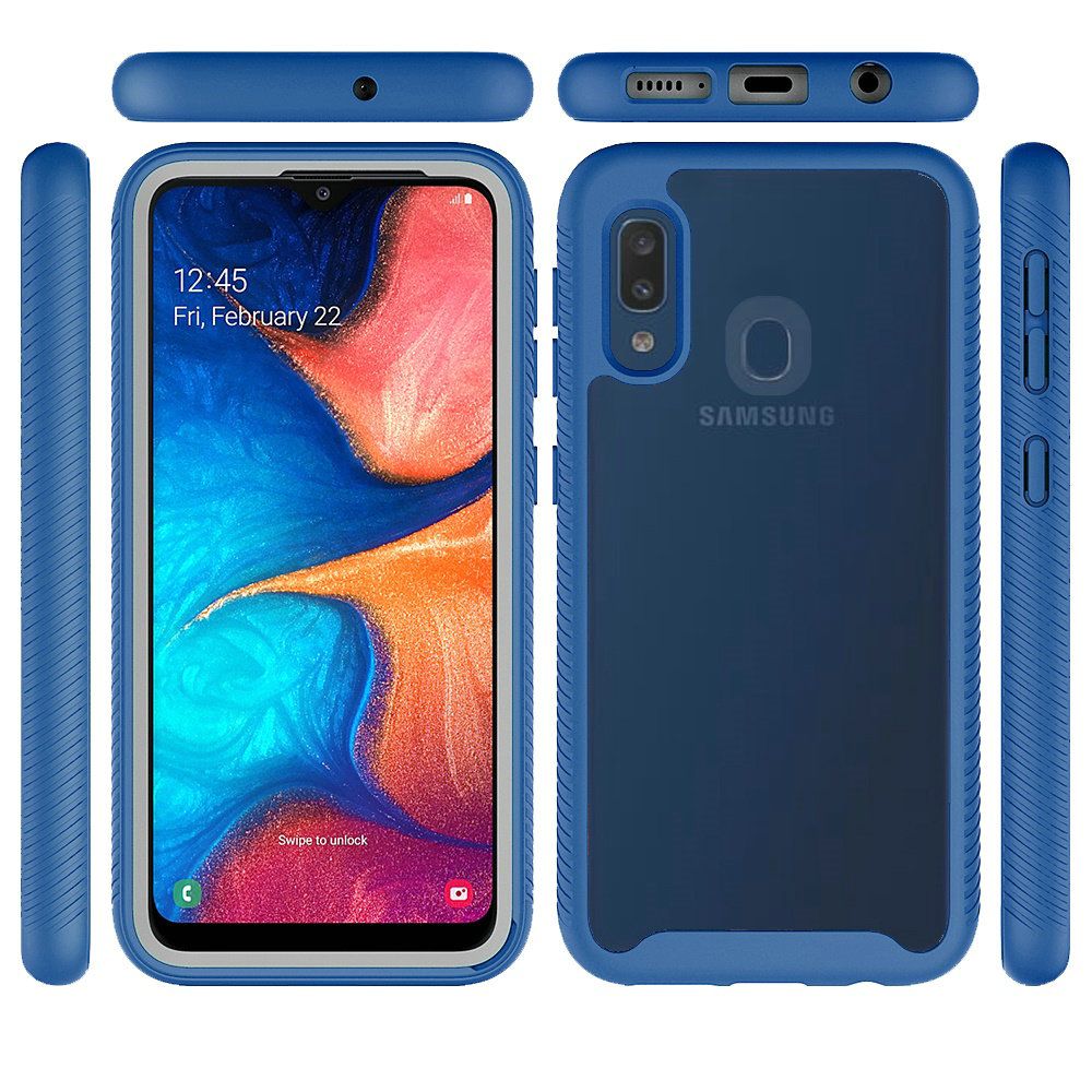 GSA Shockproof Heavy-Duty Bumper Case for Samsung Galaxy A20/A50 - Clear/Blue