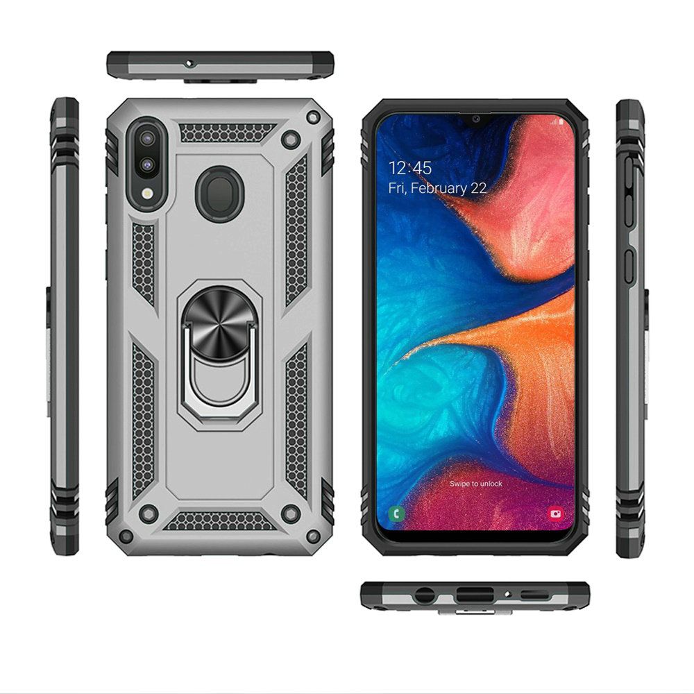 GSA Slim Shockproof Case Magnetic Ring for Samsung Galaxy A20/A50 - Silver