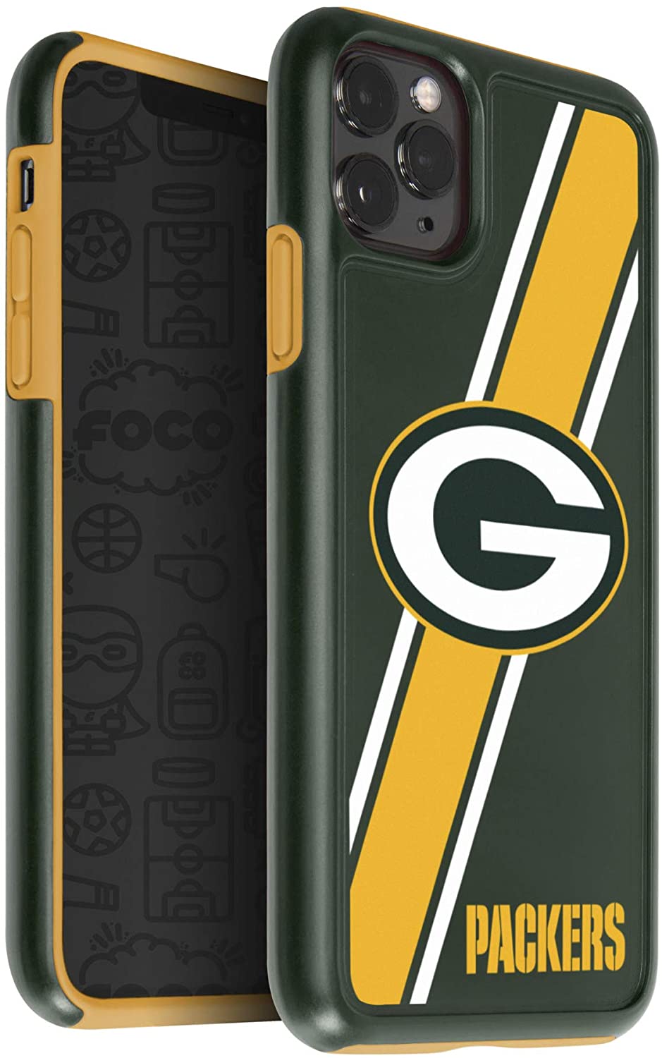 FOCO NFL Green Bay Packers Dual Hybrid Case For Apple iPhone 11 Pro, XS & X (5.8")