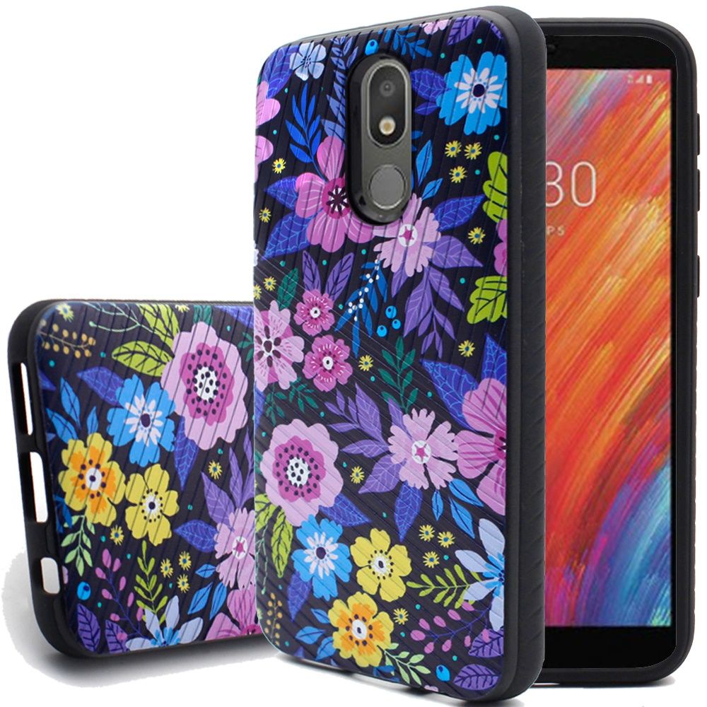 GSA Textured Embossed Lines Case for LG Aristo 4 Plus - Elegant Flower