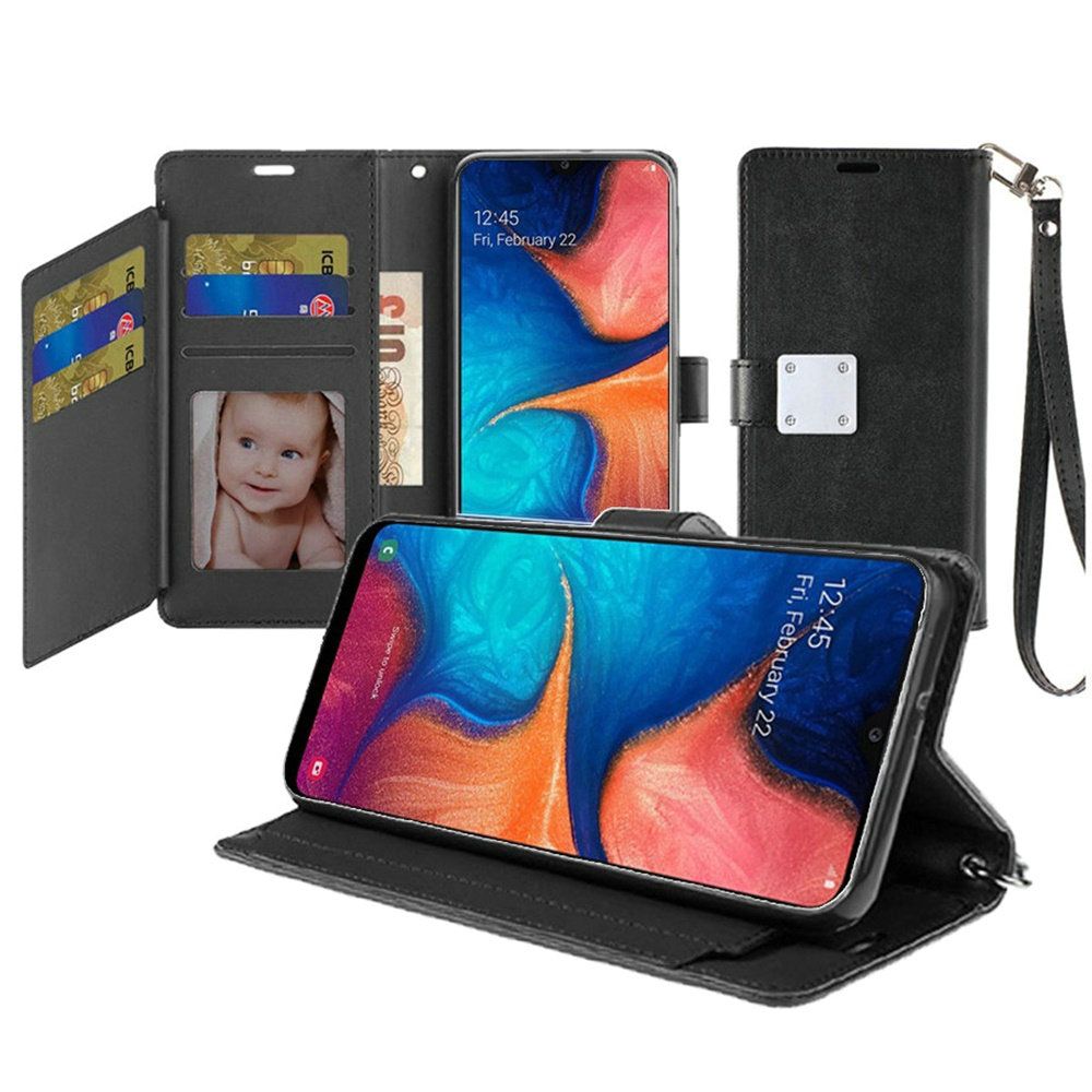 GSA Leather Flip Wallet Case for Samsung Galaxy A20/A50 Galaxy Black