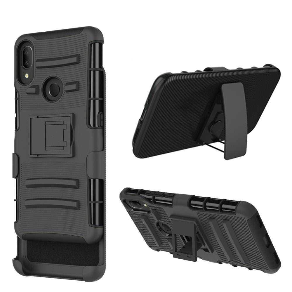 GSA Rubberized Holster Case w/Kickstand for Alcatel 3V(2019) - Black