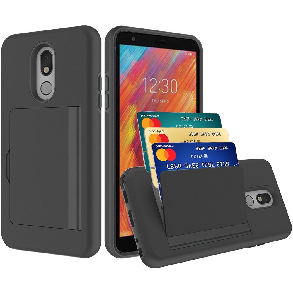 GSA Shockproof Case w/ Credit Card Holder for LG Aristo 4 Plus - Black