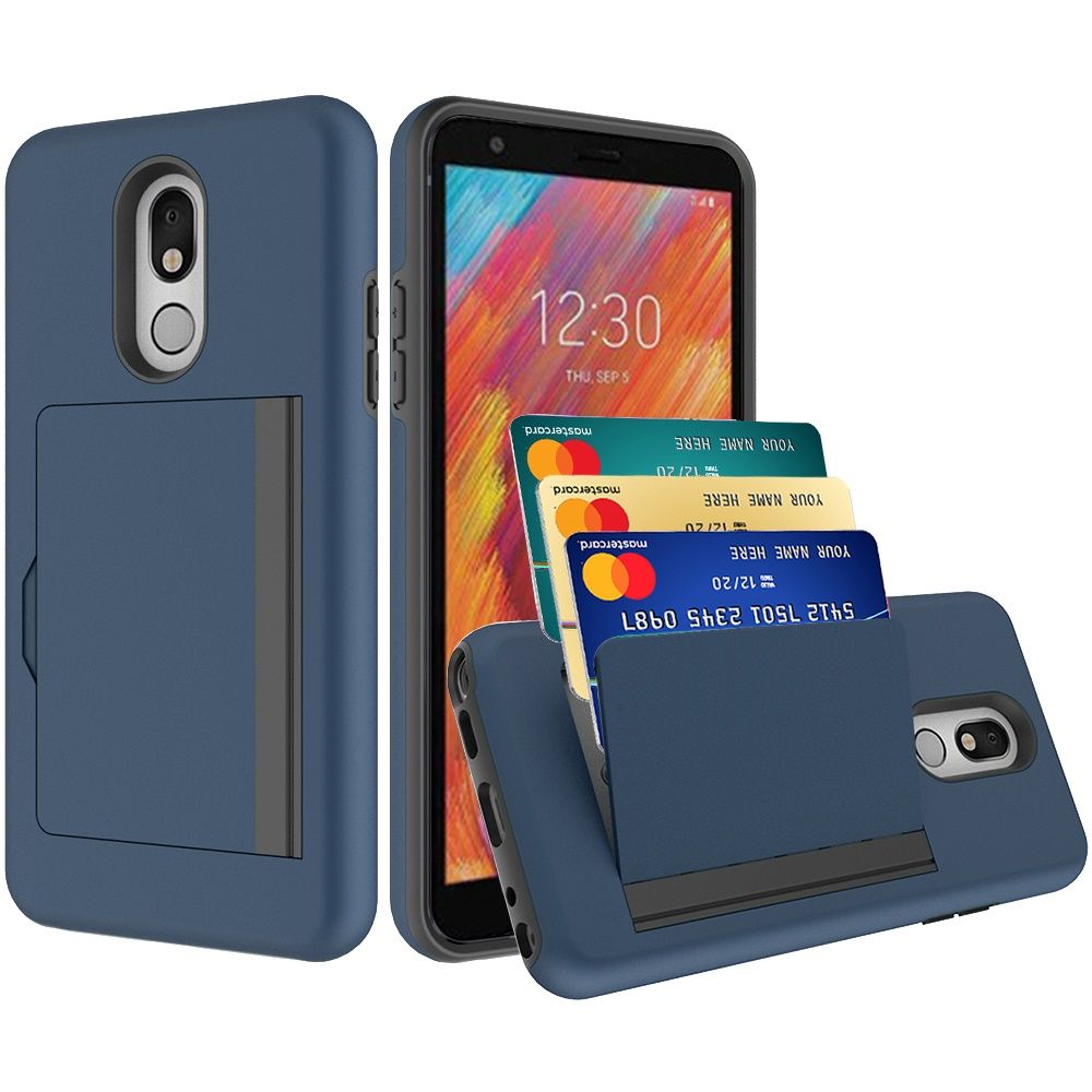 GSA Shockproof Case w/ Credit Card Holder for LG Aristo 4 Plus - Blue