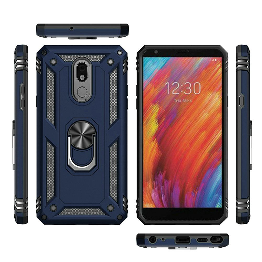 GSA Slim Shockproof Case w/Ring Stand for LG Aristo 4 Plus - Blue/Black