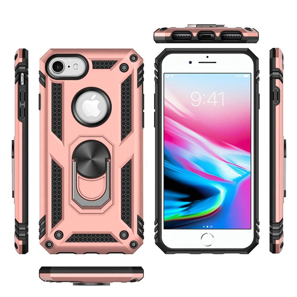 GSA Slim Hybrid Case w/Ring Stand For iPhone SE (2020), (22),8, 7 Rose Gold