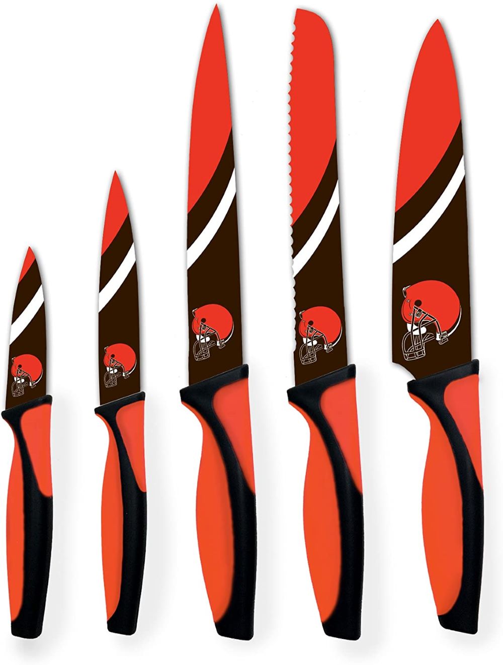 Sports Vault NFL Cleveland Browns Kitchen Knives Set of Five Team Colors