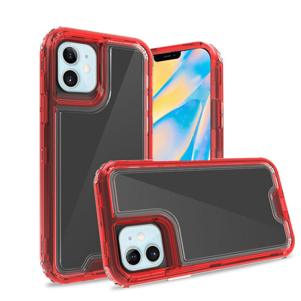 GSA Premium Transparent Hybrid Snap-On Case For iPhone 12 Mini (5.4") Clear/Red