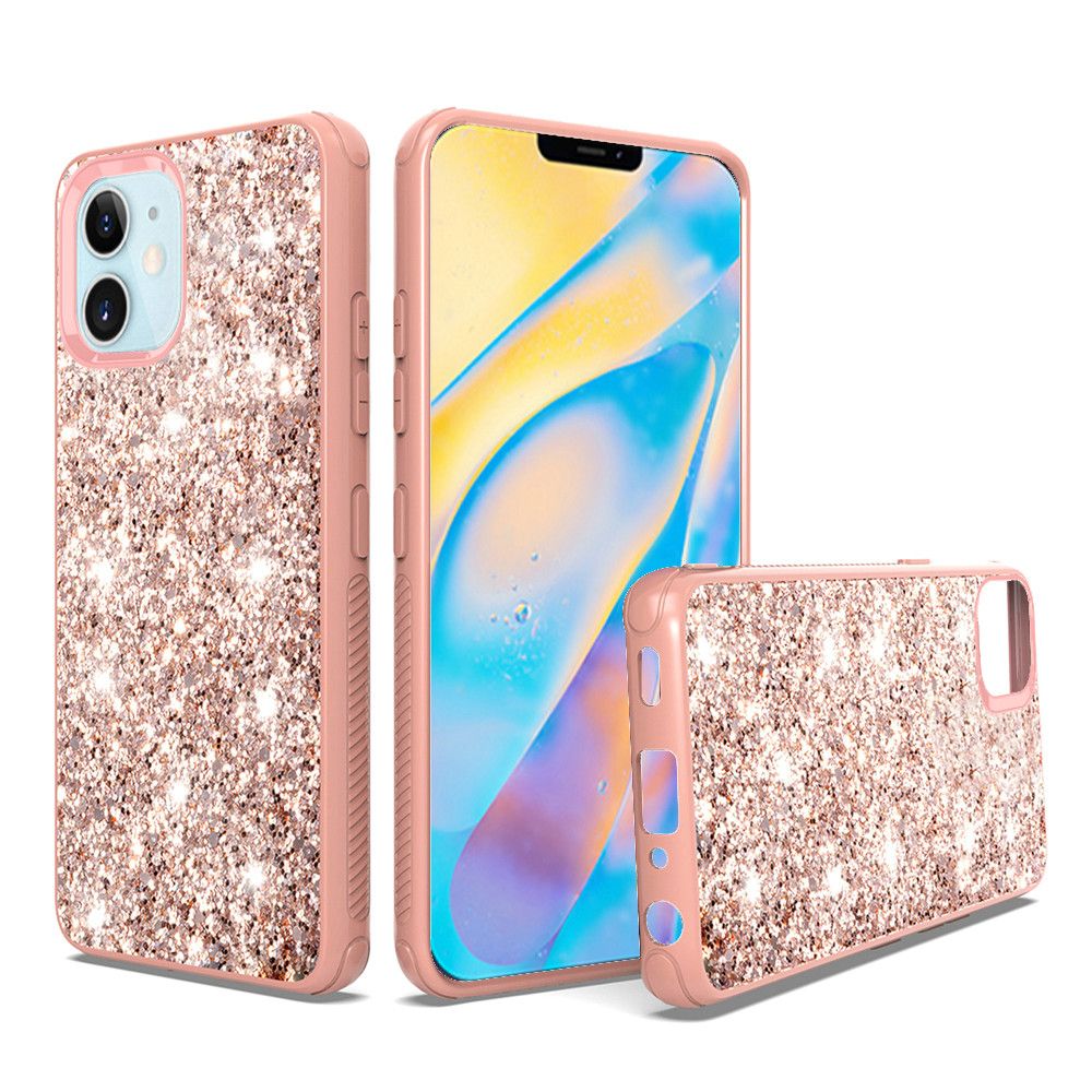 GSA Sparkle Glitter Bling Hybrid Case For iPhone 12 Mini (5.4") Rose Gold