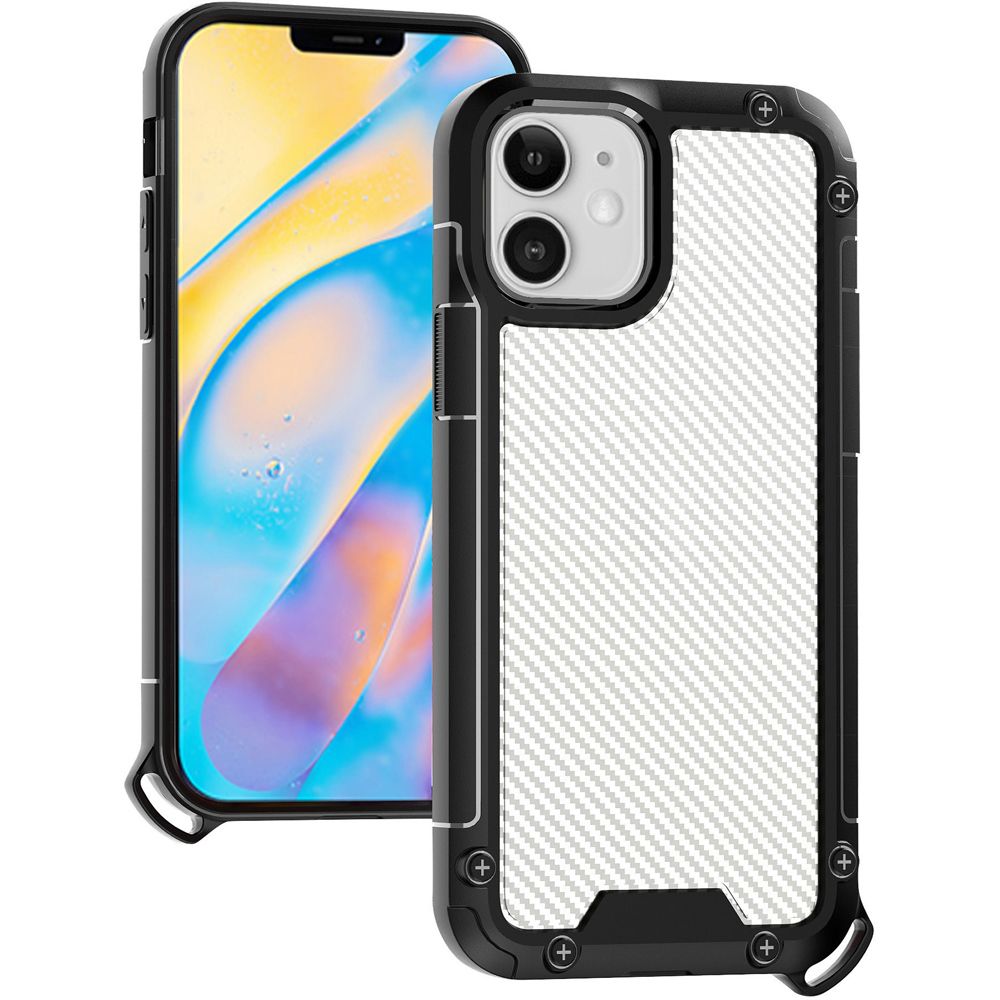 GSA Carbon Design Shockproof Hybrid Case For iPhone 12 Mini (5.4") Clear & Black