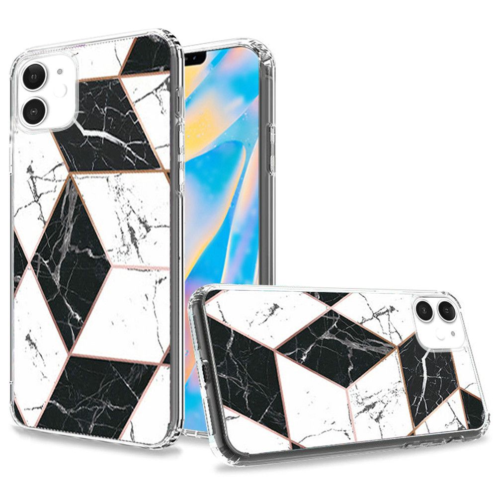 GSA Geometric Marble Hybrid Case For iPhone 12 Mini (5.4") - Black/White