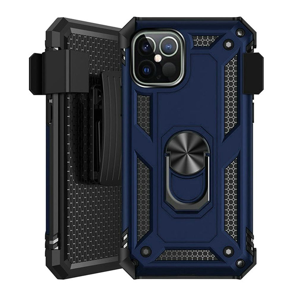 GSA Slim Armor Ring Stand Holster For iPhone 12 Pro Max (6.7") - Blue