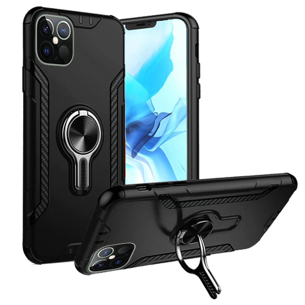 GSA CarVent Magnetic Ringstand Hybrid Case For iPhone 12 Pro Max (6.7") - Black