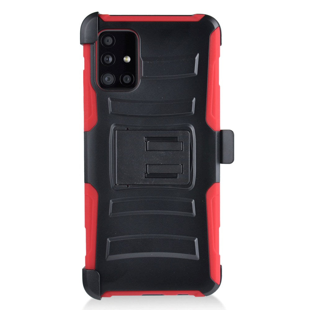 GSA Car Armor Holster Case w/Kickstand for Samsung Galaxy A51 5g - Black Red
