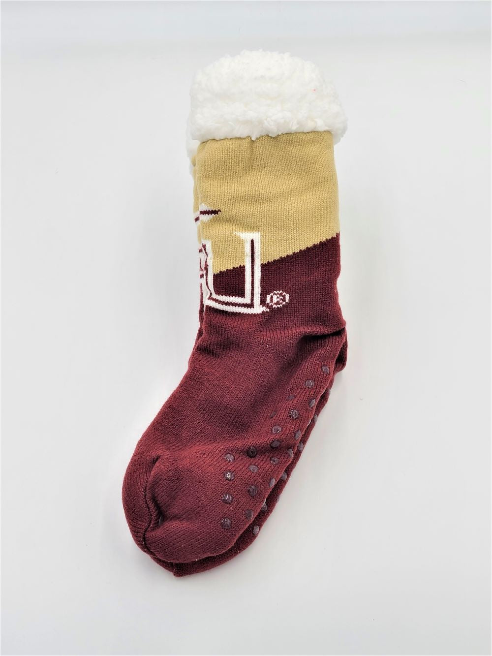 FOCO NCAA Licensed Florida State Seminoles Color Block Footy Slippers