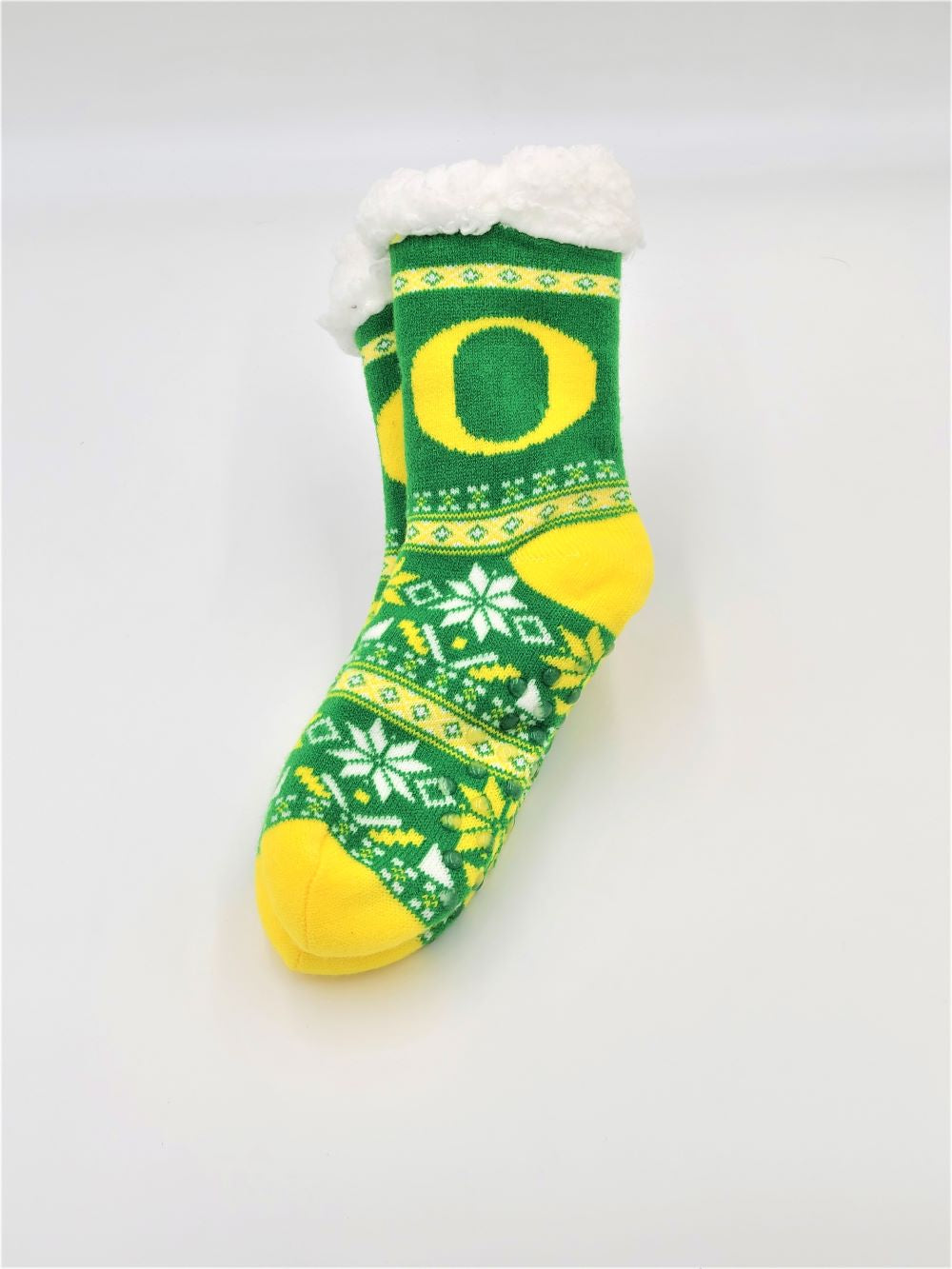 FOCO NCAA Licensed Oregon Ducks Fair Isle Footy Slippers Non-Skid Bottom