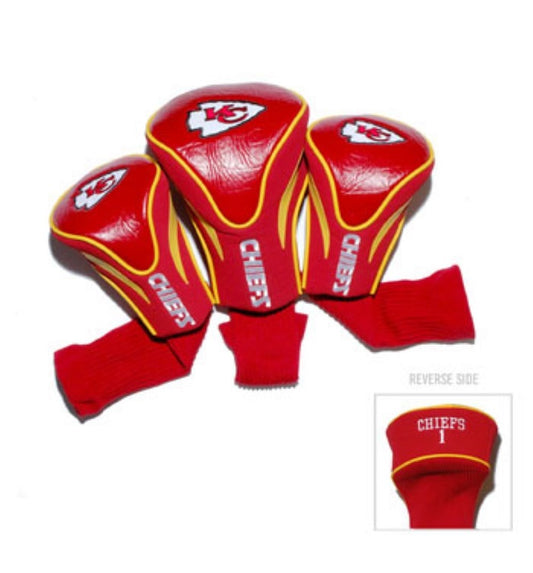 T Golf NFL Kansas City Chiefs Contour Golf Club Headcovers 3-Pack 1, 3 & X
