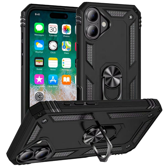 iP16+ Slim Ring KickStand Mag BK
