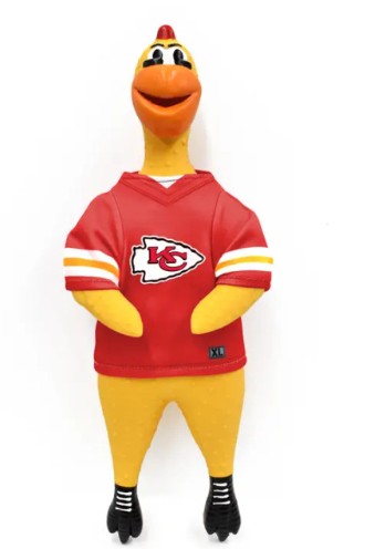 LE NFL Kansas City Chiefs Team Rubber Chicken Dog Toy