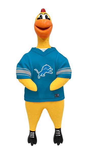 LE NFL Detroit Lions Team Rubber Chicken Dog Toy