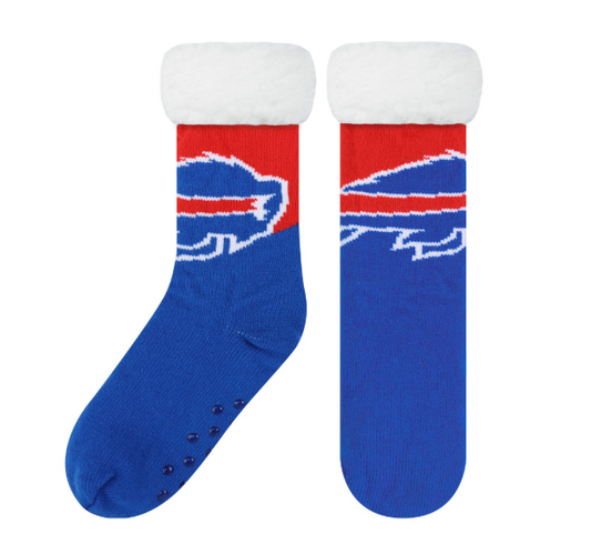 FOCO NFL Buffalo Bills Color Block Footy Slippers Non-Skid Bottoms