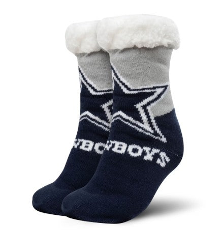 FOCO NFL Dallas Cowboys olor Block Footy Slippers Non-Skid Bottoms