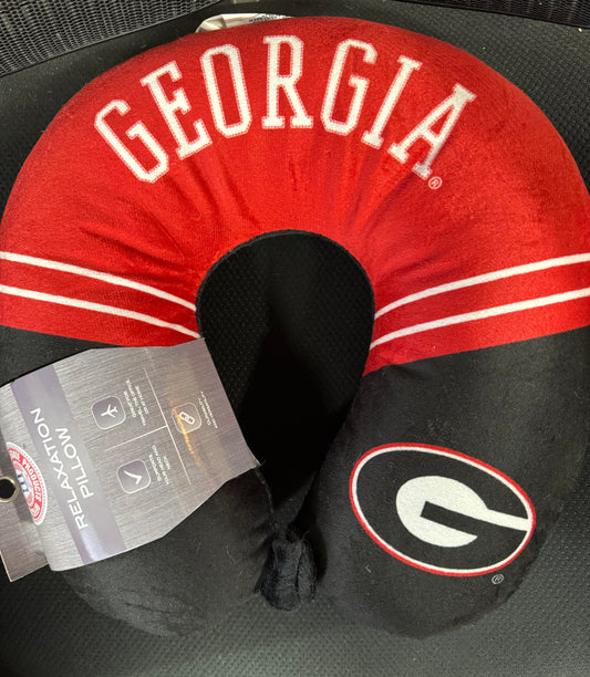 PGS NCAA Georgia Bulldogs Travel Head & Neck Relaxation Pillow Snap Close
