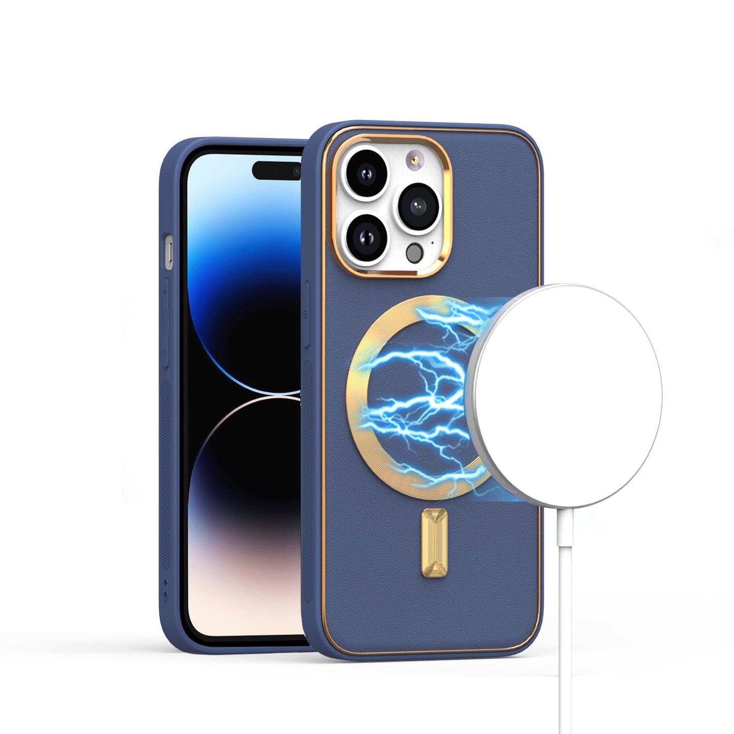 iP14Pro MagSafePU Leather NavyBl