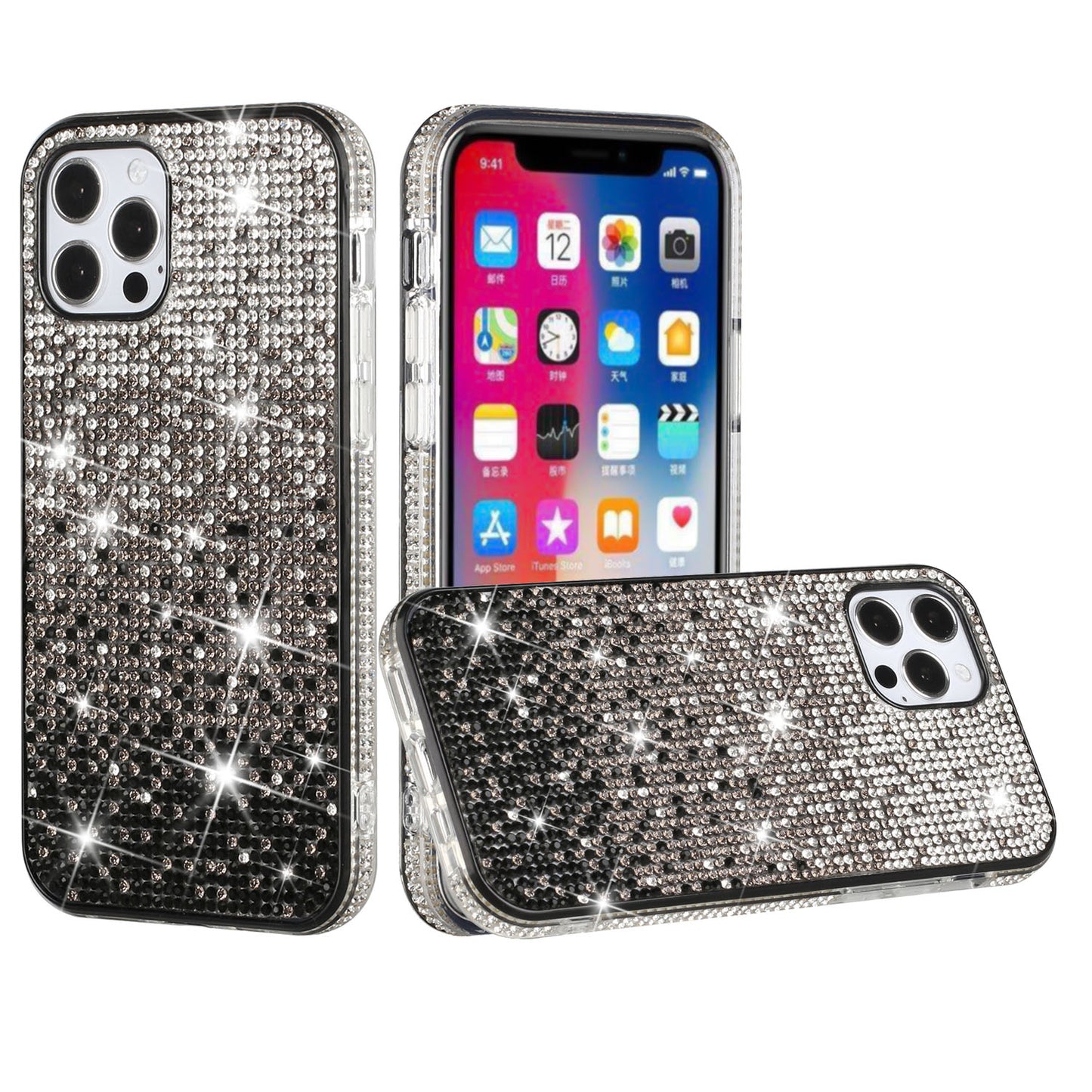 iP14+ BlingGlitter GradiantBlack