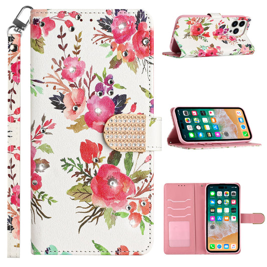 iP14Pro WalletLanyard Bling Flor