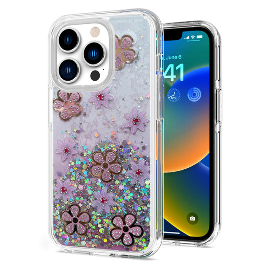 iP14Pro Glitter Flower Pink