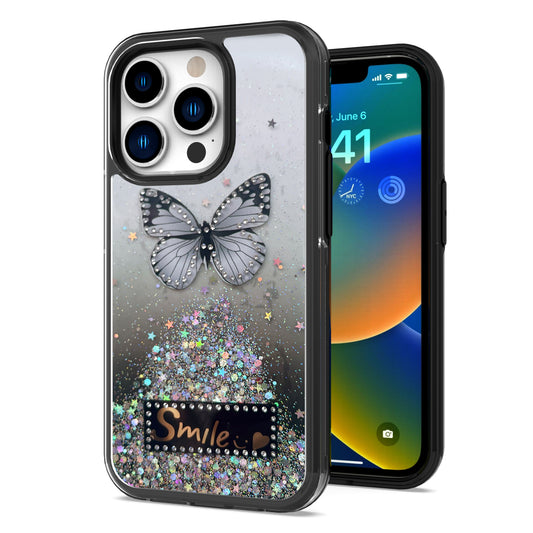 iP14Pro Happy Glitter Buttfly Bk