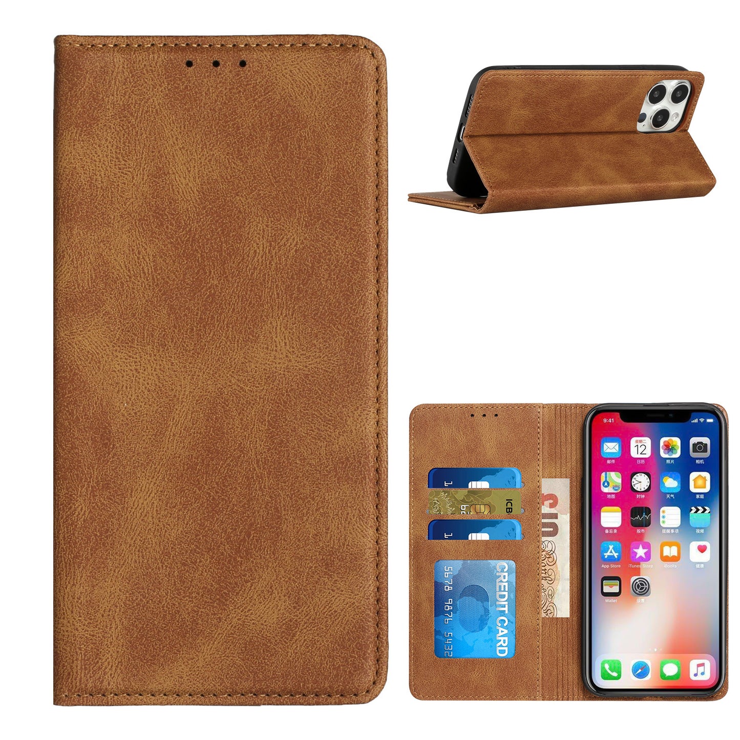 MOTGSTY5G VEGAN LTHR WALLET BRN