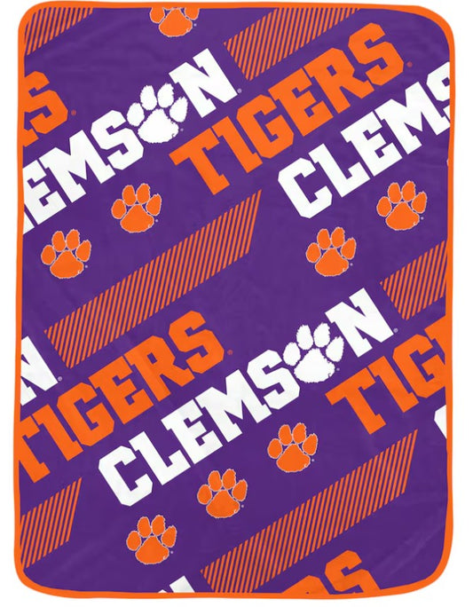 PGS NCAA Clemson Tigers??Slanted Half Wordmark Ultra Soft Throw Blanket 50x70