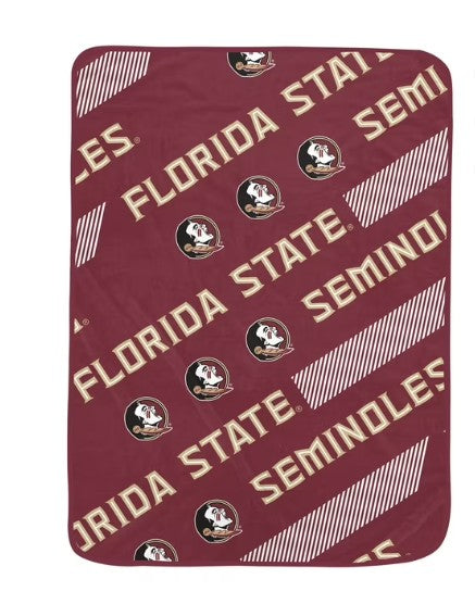 PGS NCAA Florida State Seminoles Slanted Half Wordmark Ultra Soft Throw Blanket 50x70