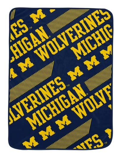 PGS NCAA Michigan Wolverines Slanted Half Wordmark Ultra Soft Throw Blanket 50x70