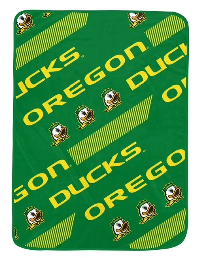 PGS NCAA Oregon Ducks Slanted Half Wordmark Ultra Soft Throw Blanket 50x70